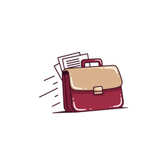 Briefcase rushing with papers illustration business concept deadline work efficiency professional fast delivery document task urgency