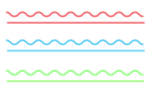 Neon light wave vector design, red blue green glowing lines, decorative elements , PNG and Vector