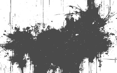 striking contrast with bold black brush strokes applied over a white surface, evoking a raw.Grunge Black and White Abstract Texture Background