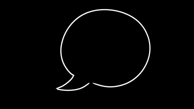 bubble chat hand draw doodle, frame by frame stop motion animation on a white and black background, video decoration, perfect for motion graphics, comics, or energetic.