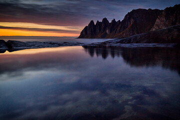 Autumn sunset, Senja Island, Tungeneset, Norway