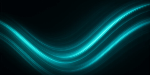 Abstract blue background with flowing light waves and glowing purple lines