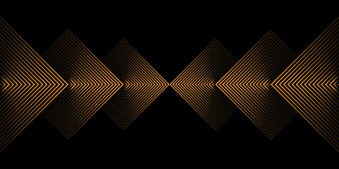 Dynamic golden arc line technology design concept on black background. Vector background.