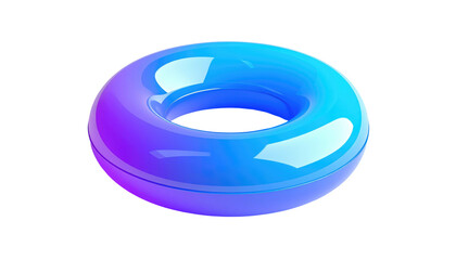 Glossy 3D torus gradient from purple to blue isolated on black background, showcasing its smooth surface and subtle highlights