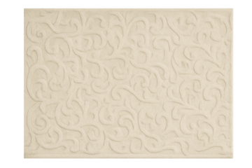 Beige rug with embossed scroll ornamental pattern