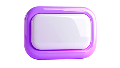 Shiny, rounded rectangle with lavender border and white center, against black backdrop, rendering a glossy 3D effect