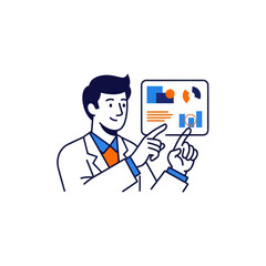 Professional man analyzing data on interactive screen business presentation financial report graph analysis digital technology concept