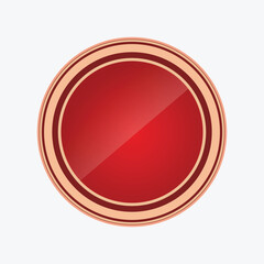 Red circular badge with concentric rings and golden border, isolated on white background