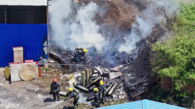 Firefighters, firefighting operations in progress