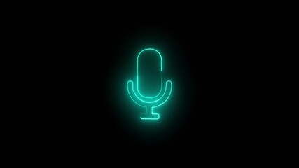 Glowing Neon-Style Microphone Sign Animation in Transparent Background