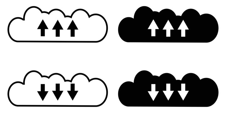 Cloud Upload & Download Icon Set &mdash; Modern, Minimal, and Data-Driven Vector Collection