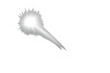 Bright radiating light creating starburst and a diagonal beam, giving a shining and glowing effect. Transparent background