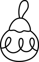 Vector decorated black and white Christmas ball for fir tree decor. Cute winter ornament illustration. New Year cartoon decoration element. Funny holiday line icon or coloring page