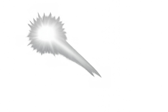 Bright radiating light creating starburst and a diagonal beam, giving a shining and glowing effect. Transparent background