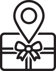 Package with location pin, delivery tracking concept, minimalist line art, isolated on white background.