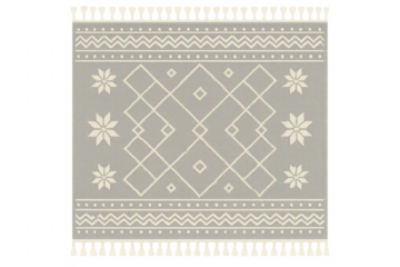 Gray scandinavian style rug ethnic pattern transparent background