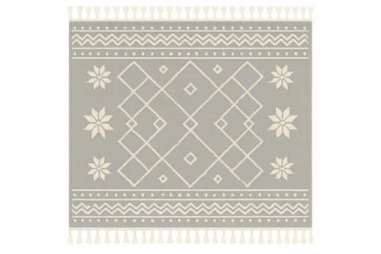 Gray scandinavian style rug ethnic pattern transparent background