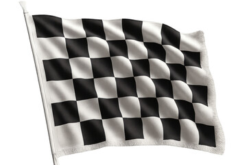 Naklejka premium Checkered flag waving, representing winning, speed, and competitive success in racing events. Transparent background
