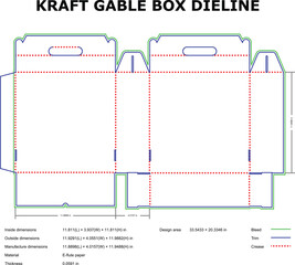 Kraft Gable Box Dieline — Printable Packaging Template with Handle