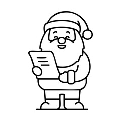 Santa Claus smiling while reading a list of names, representing holiday joy, kindness, and gift-giving spirit.
