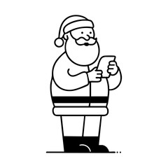 Santa Claus checking messages on his phone, representing a modern take on Christmas traditions and digital communication.