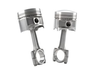 3d illustration of two engine pistons isolated on transparent background
