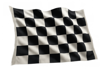 Checkered flag waving, symbolizing racing, competition, success, and the finish line of a thrilling event