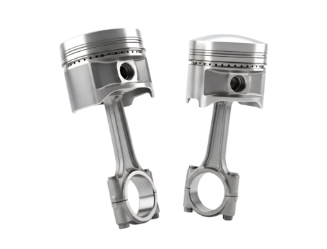 3d illustration of two engine pistons isolated on transparent background