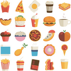 fast food icons set