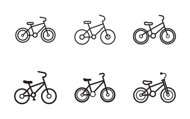 Fototapeta premium Collection of bicycle icon vectors in various styles minimalist bike transportation symbols for graphic design and web use