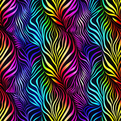 Vibrant rainbow zebra stripe pattern seamless abstract background