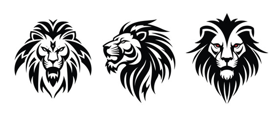 set of lion face logos 