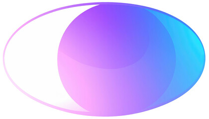 An oval shape filled with a gradient from white to violet, pink, and blue, against a black backdrop