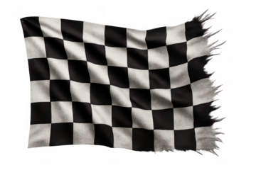 Checkered flag waving, symbolizing racing, motorsport, finish line, victory, competition, and success on transparent background