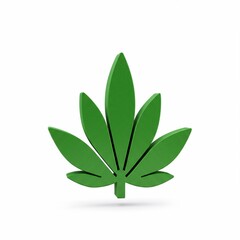 Green 3D Cannabis Leaf Icon