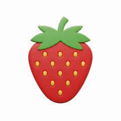 Obraz premium A bright red 3D strawberry icon