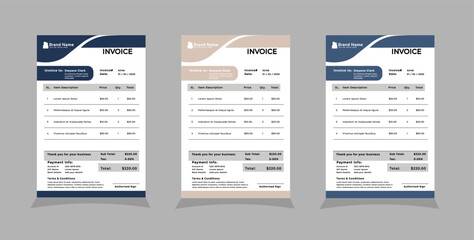 Three-color variation creative invoice template design