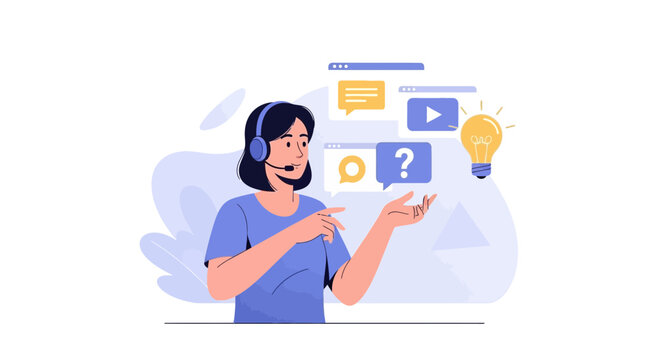 Customer Support Advisor Providing Assistance And Innovative Communication Solutions Offering