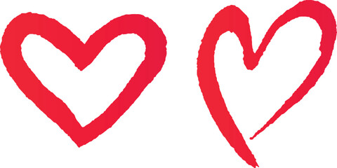 Abstract brush painted heart with hand drawn love typography vector. Creative vector love text with heart outline in vintage grunge style. 