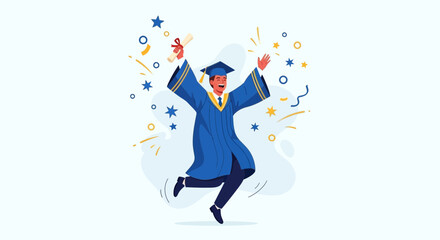 Graduation Celebration: A Joyous Graduate Celebrating With Cap And Gown