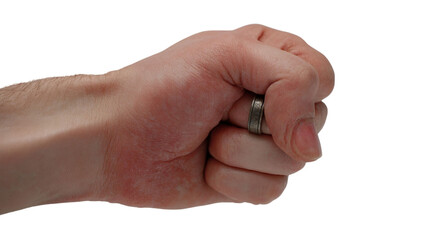 Obraz premium PNG of A close-up of a clenched fist holding a ring, symbolizing strength and commitment.
