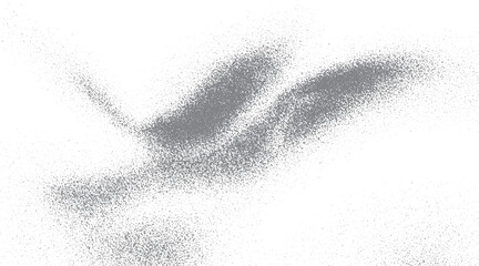 Abstract white background with subtle drape and grain texture design. Black powder explosion effect on white background with dust particles. 