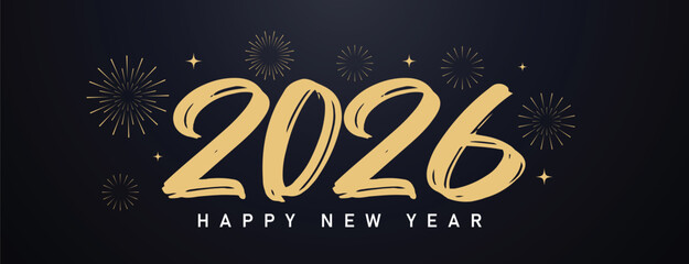 2026 Happy New Year Background Design. Greeting Card, Banner, Poster. Vector Illustration.