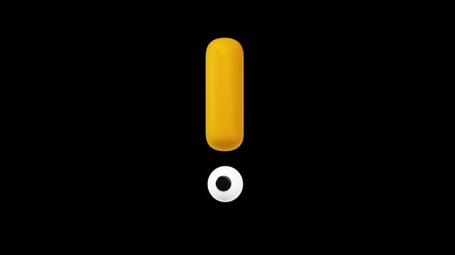 Exclamation Mark with Googly Eye Cartoon 3D Loop on Alpha