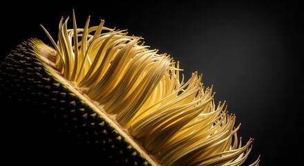 Dramatic Botanical Study: Cycad Leaf Unveiled Against a Deep Black Backdrop