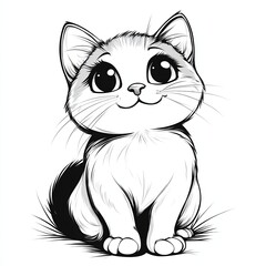Obraz premium Cute cartoon cat illustration with big eyes.