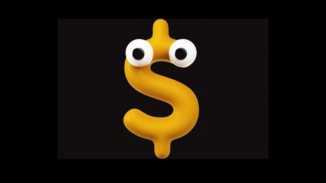 Dollar Sign Emoji Funny 3D Looping Animation on Alpha Channel