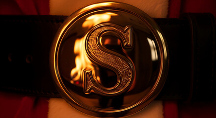 Gold santa belt buckle with letter s christmas holiday accessory