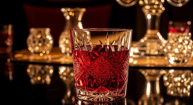 Elegant Cocktail Drink Displayed in a Decorative Glass with Subtle Lighting