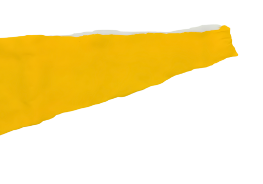 Torn yellow paper strip with rough edges against a stark black background - Powered by Adobe